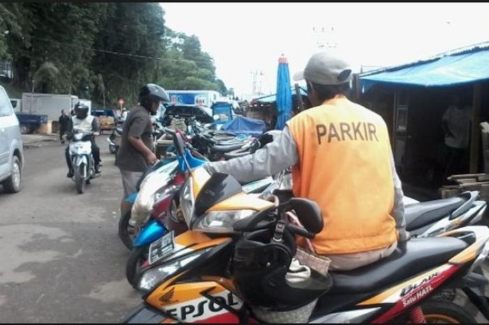 Ilustrasi juru parkir  berseragam oranye