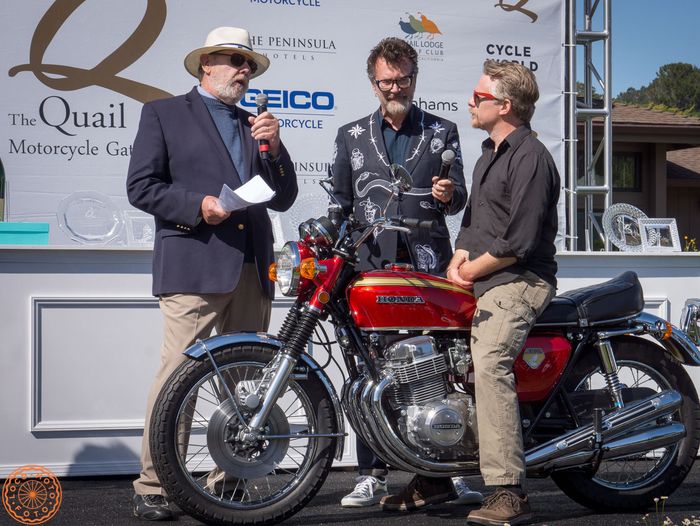 Sam Roberts bersama Honda CB750 miliknya saat di event Quail Motorcycle Gathering 2019.