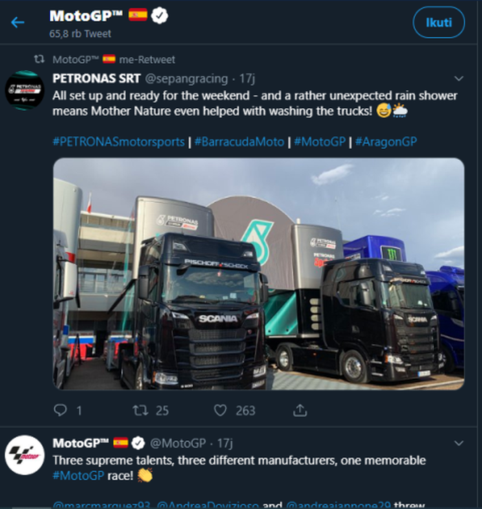 Twitter Petronas truck Scania