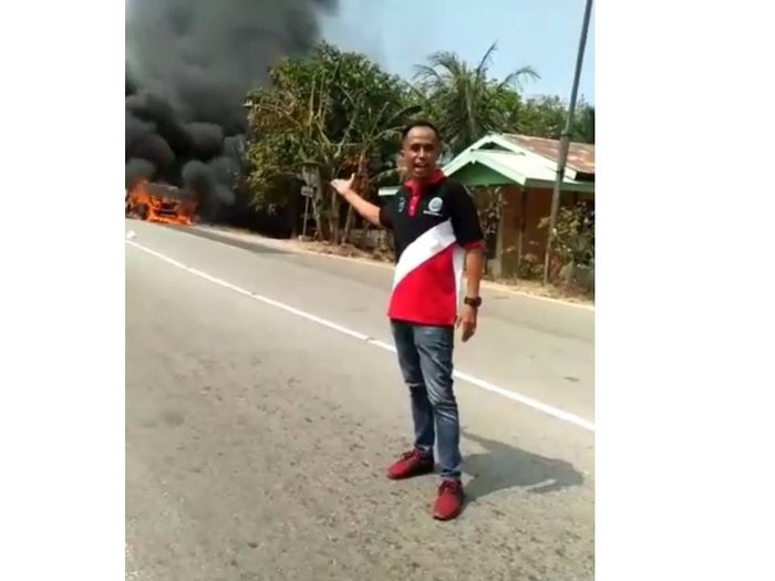 Pemilik Jeep Rubicon yang mobilnya terbakar di Samarinda, Kalimantan Timur, Sabtu (21/9/2019)