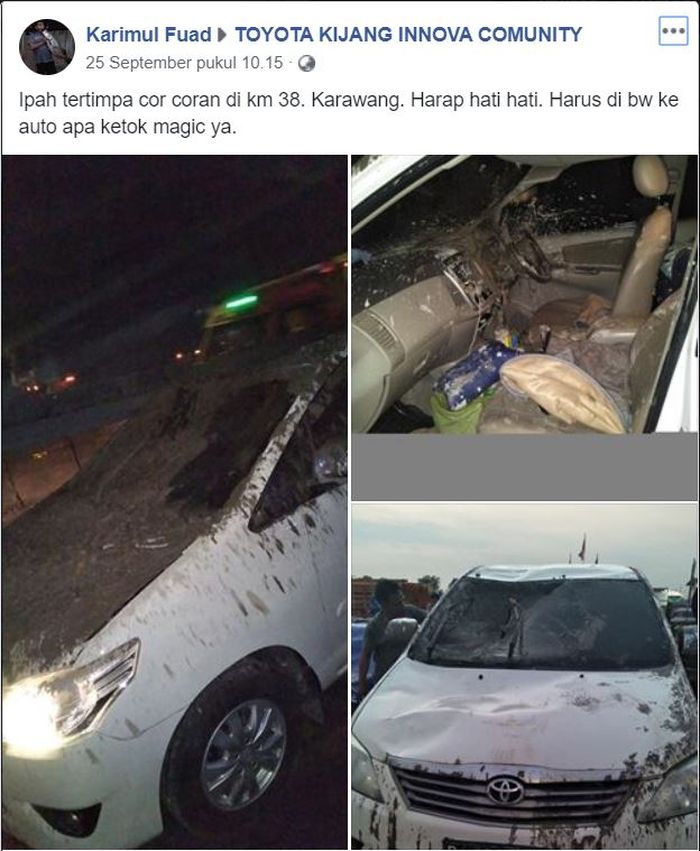 Unggahan Toyota Kijang Innova tertimpa ceceran semen cor