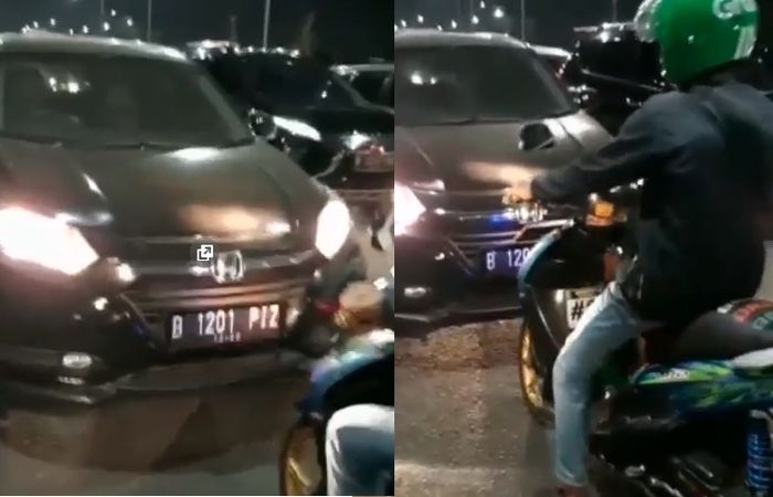 Kelakuan arogan pengendara mobil Honda HRV warna hitam melawan arus Lalu lintas. 