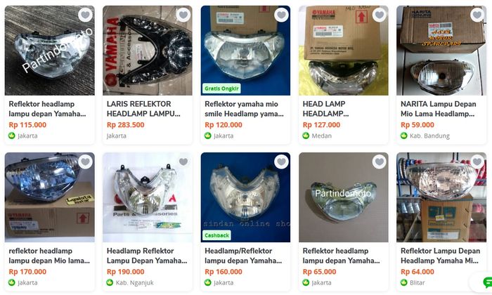 Ada beragam toko di berbagai lokasi untuk sparepart yang sama