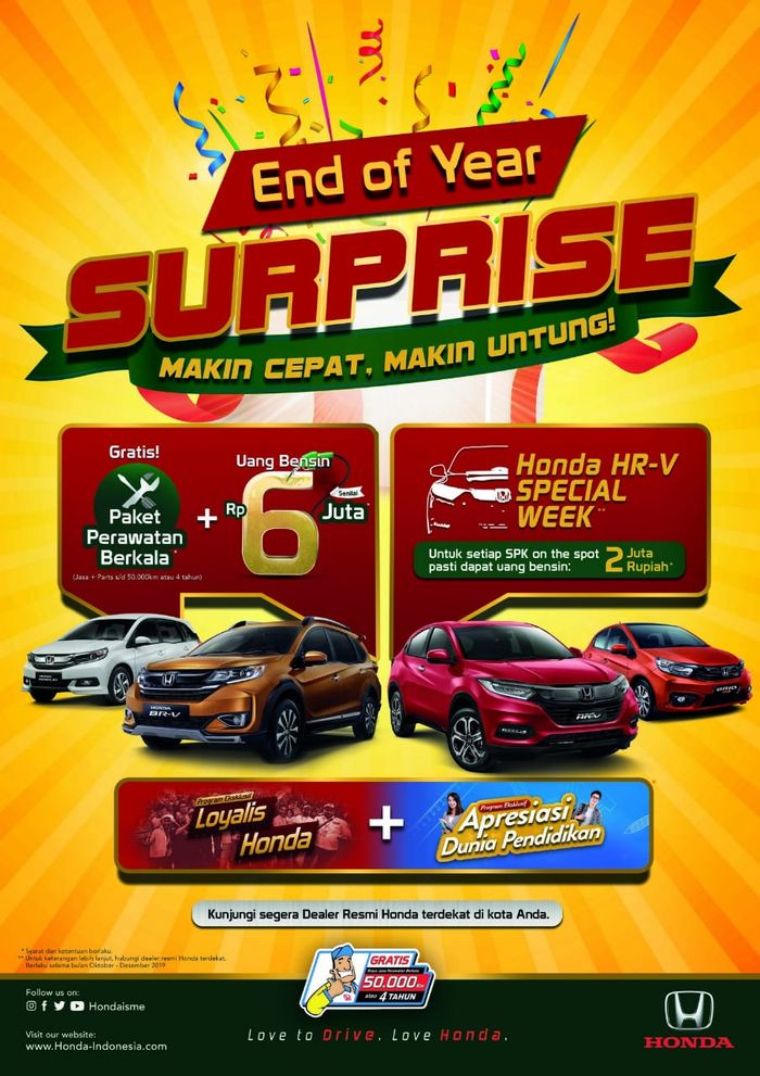 Program 'End Year Surprise' oleh PT Honda Prospect Motor selama Oktober 2019