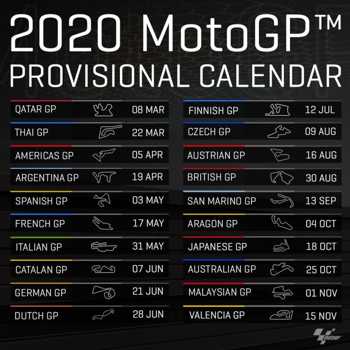 Kalender sementara MotoGP 2020