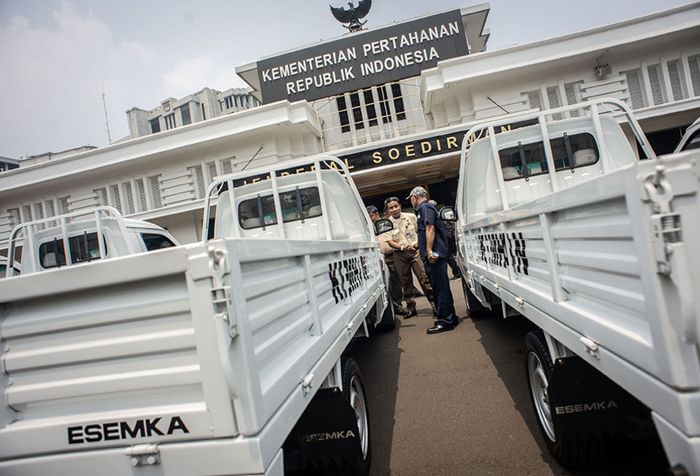 Esemka Bima 1.3 di Lapangan Apel Bhinneka Tunggal Ika, Kementerian Pertahanan, Jakarta, Selasa (15/10/2019). Kemhan telah melakukan pembelian 10 unit mobil Esemka yang akan digunakan sebagai alat transportasi