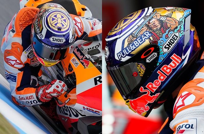 Marc Marquez pakai Shoei X-14 edisi Motegi di MotoGP Jepang 2019