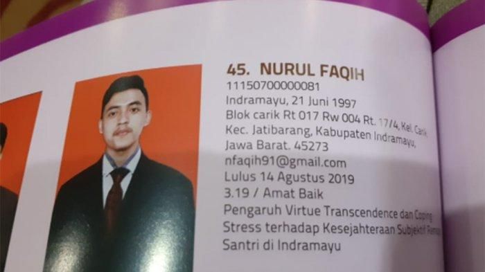 Nurul Faqih, mahasiswa UIN Jakarta yang tewas kecelakaan beberapa jam sebelum diwisuda pada Minggu (1/12/2019).