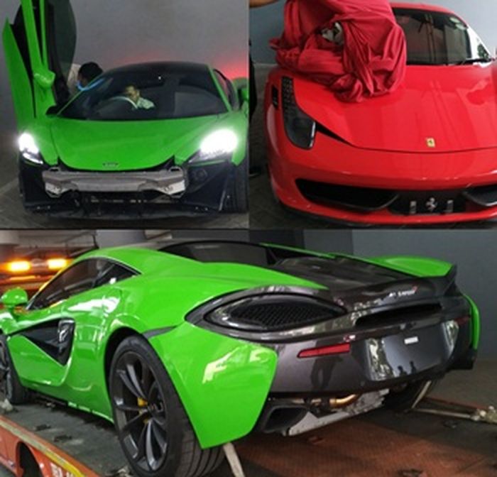 McLaren 570s dan Ferrari 458 yang disita Polda Jawa Timur