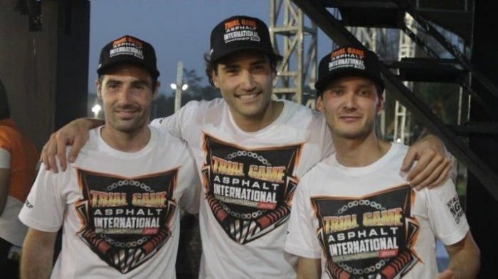 Germain Vincenot, Maxime Lacour, Sylvain Bidart saat jumpa pers di sirkuit Boyolali, Sabtu (14/12/2019)