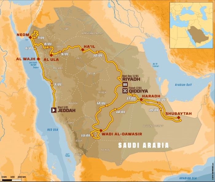 Jalur reli dakar 2020 yang melintasi Arab Saudi