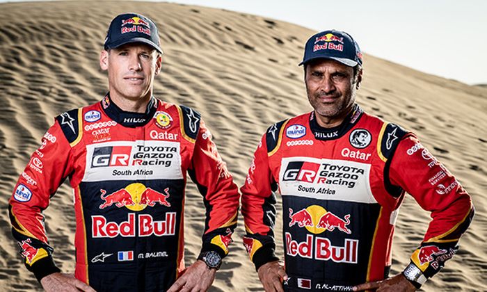 Matthieu Baumel (kiri) sebagai navigator dan Nasser Al-Attiyah