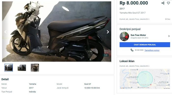 Yamaha Soul GT 125 tahun 2017 dijual Rp 8 jutaan.