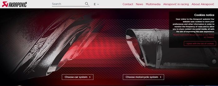Ilustrasi website Akrapovic