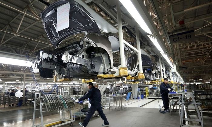 Suasana pabrik mobil Hyundai