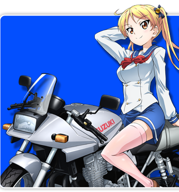 Rin Suzunoki bersama GSX400S Katana miliknya