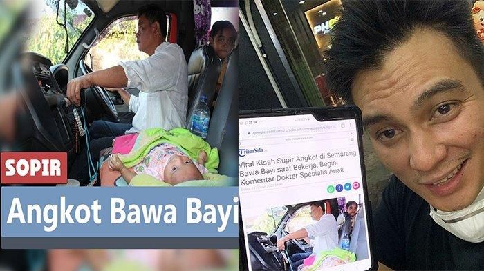 Artis Baim Wong kini terbang ke Semarang untuk mencari sosok sopir angkot yang viral ajak bayinya yang masih berusia 3,5 bulan bekerja. (Kolase YouTube TribunJateng dan Instagram @baimwong)