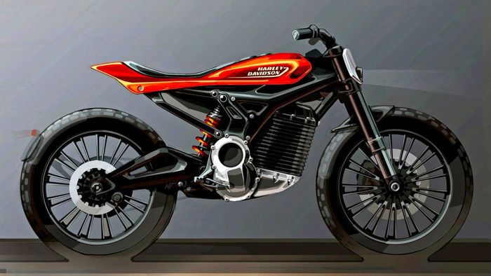 Sketsa awal dari motor listrik 'Mid Power' Harley-Davidson