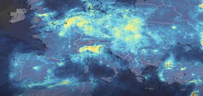 Tampilan kondisi udara di Italia dari satelit Copernicus Sentinel-5P