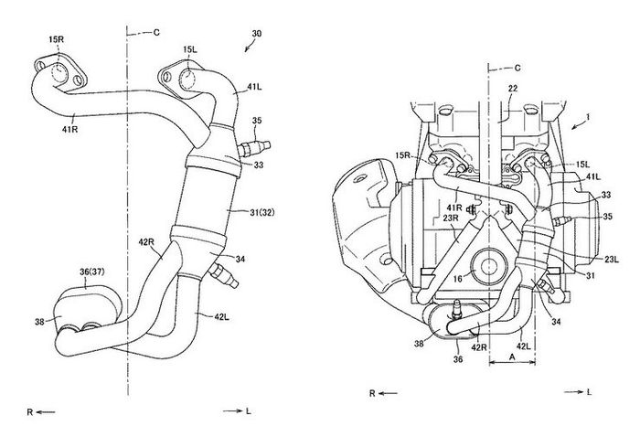 Gambar letak catalytic control pada mesin parallel-twin 250 cc Suzuki.