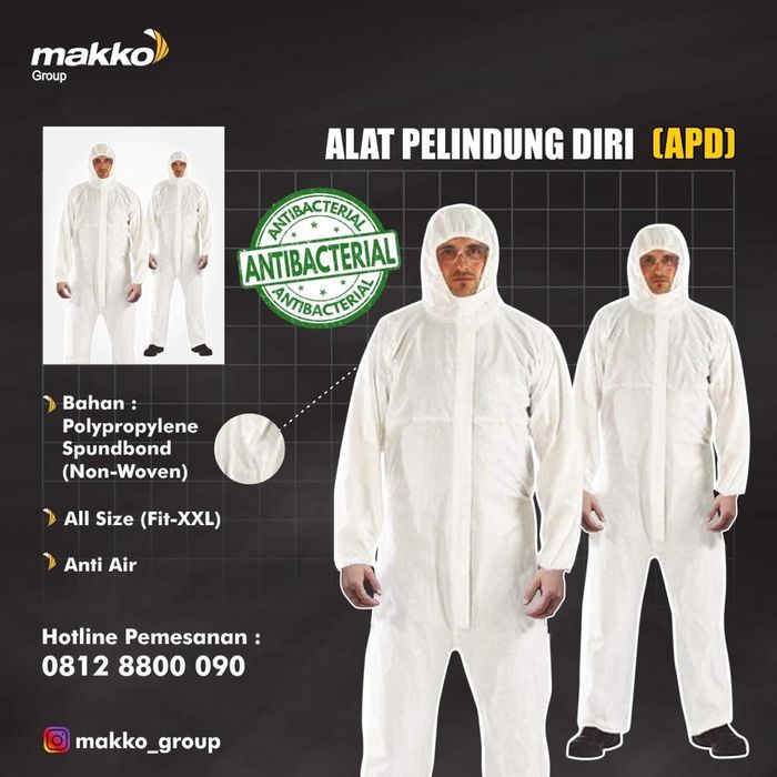 Baju Alat Pelindung Diri (APD) lansiran MAKKO Group.