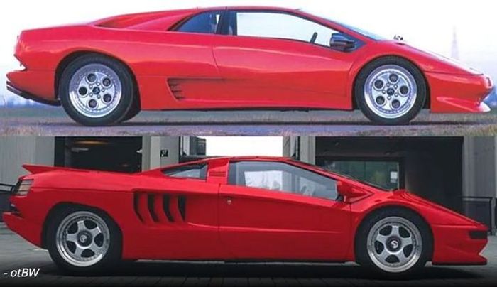 Desain Lamborghini Diablo (atas) dan Cizeta V16T (bawah). Mirip? Desainernya sama!