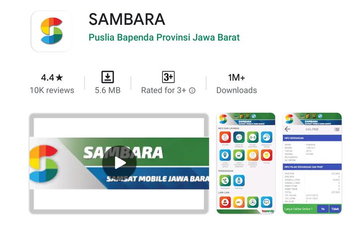 Aplikasi Sambara di Google Play Store