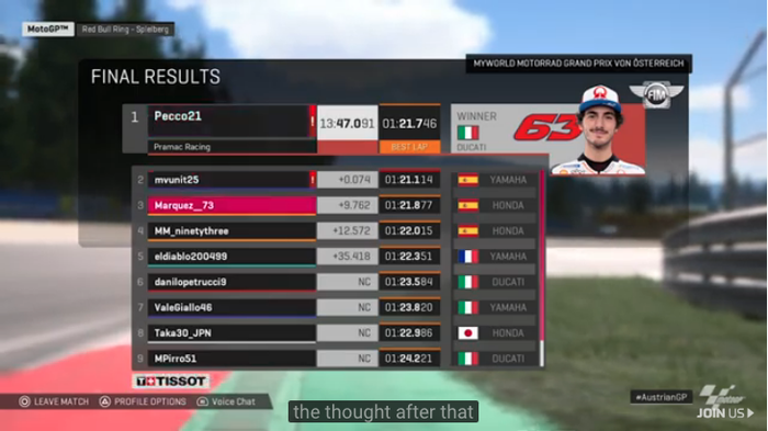 Hasil MotoGP Virtual Race 2