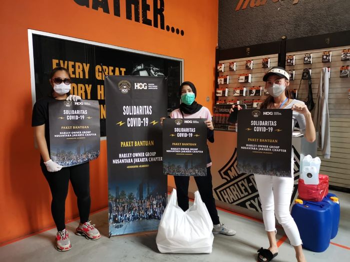 Bantuan APD, masker, dan disinfektan dari komunitas HOG Nusantara Jakarta Chapter