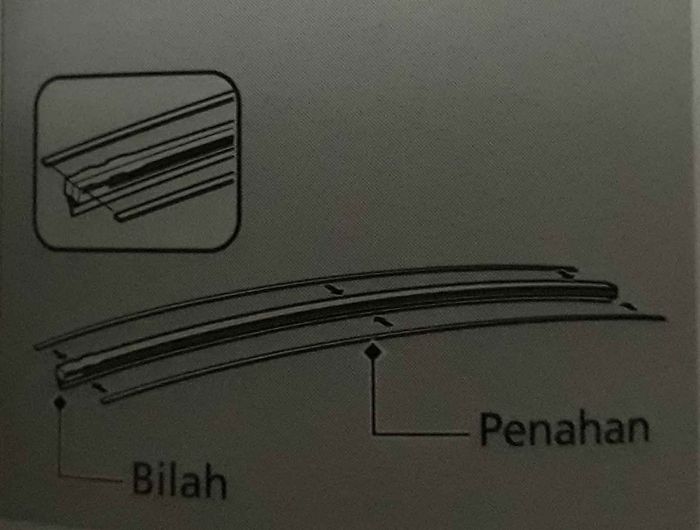 Ilustrasi memasang batang penahan pada karet wiper