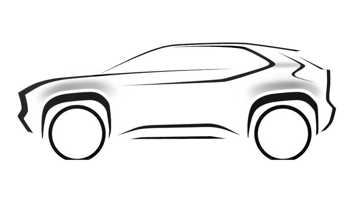 Siluet garis desain crossover Toyota terbaru.