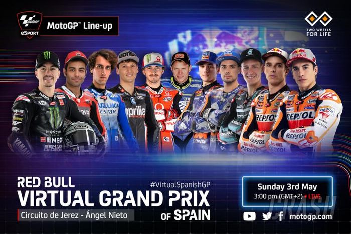 Peserta seri ketiga balapan MotoGP Virtual 2020 di sirkuit Jerez-Spanyol