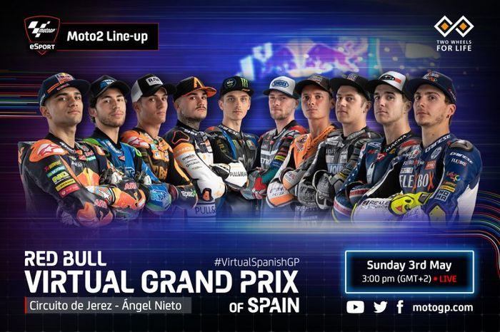 Pembalap Moto2 Virtual 2020 seri tiga di sirkuit Jerez,Spanyol