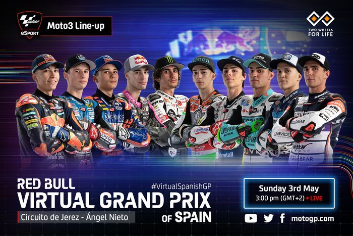 Pembalap Moto3 Virtual 2020 Seri ketiga di sirkuit Jerez, Spanyol