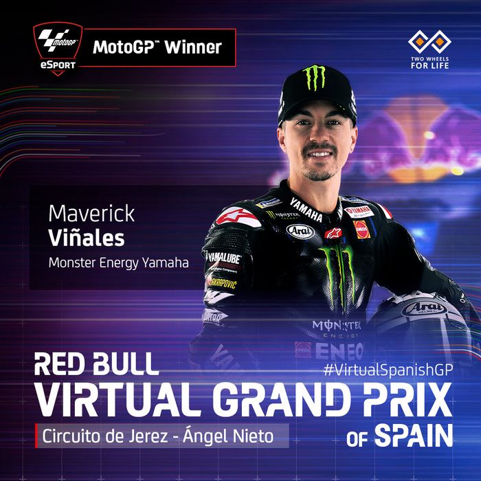 Maverick Vinales memenangkan seri ketiga balapan virtual MotoGP 2020