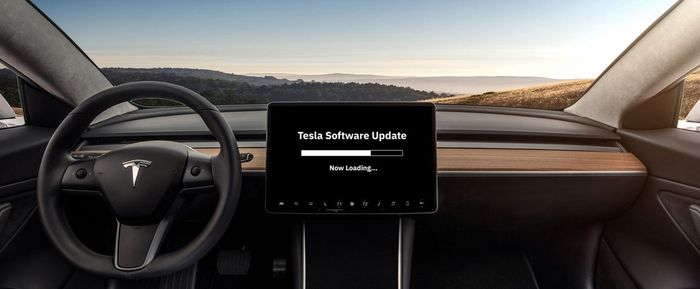 Tesla Model 3 sedang update software