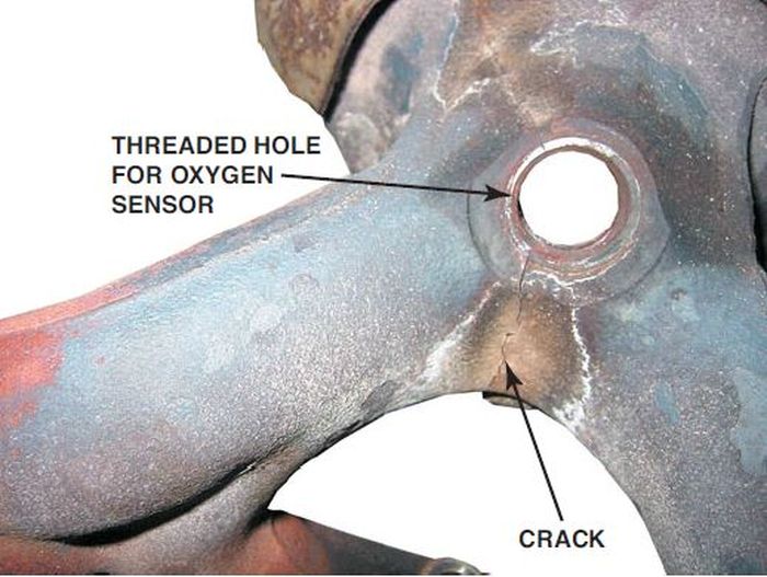 Ilustrasi keretakan pada exhaust manifold