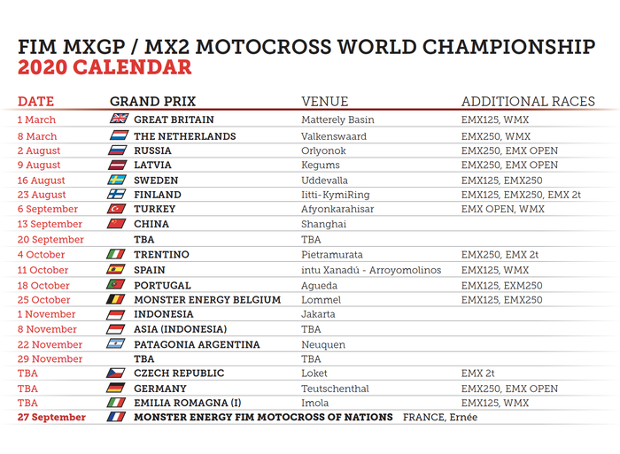 Jadwal baru MXGP 2020