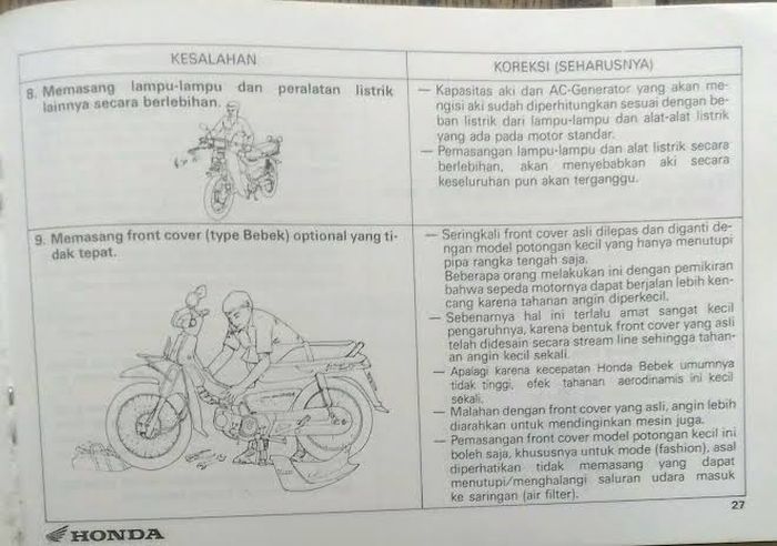 Ilustrasi buku manual motor