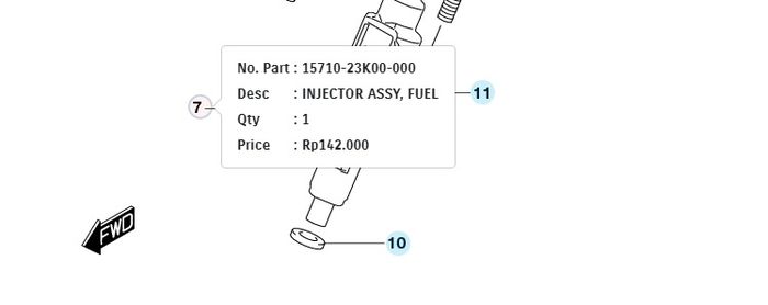 Harga dan kode part injektor suzuki GSX-R150