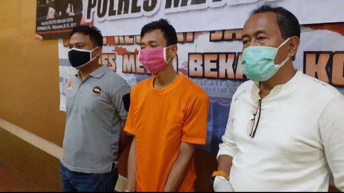 Adeli Okranda tersangka pencuri bermodus kempes ban di Bekasi, Jawa Barat, Kamis (14/5/2020).