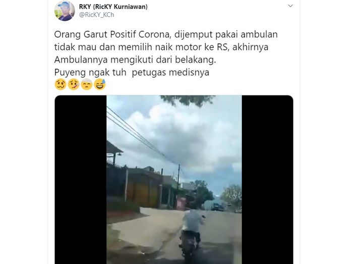 Pasien rapid test reaktif menolak naik ambulans dan pilih pakai motor sendiri 