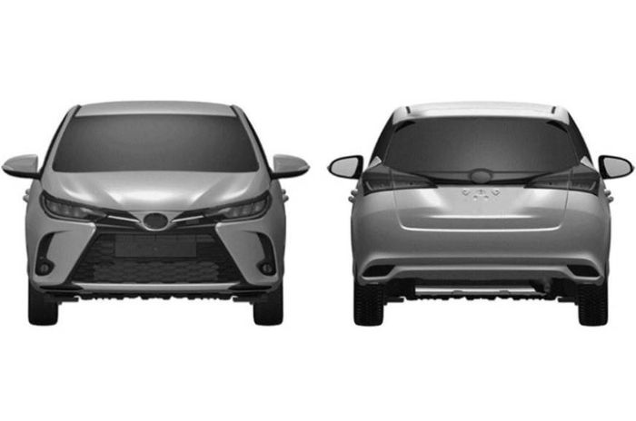 Tampak depan dan belakang desain Toyota Yaris facelift