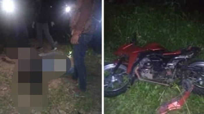 Dua mayat remaja dan sepeda motor CBR ditemukan di Nagari Tarantang, Kecamatan Harau, Kabupaten Lima Puluh Kota, Sumatera Barat, Minggu (24/5/2020). 