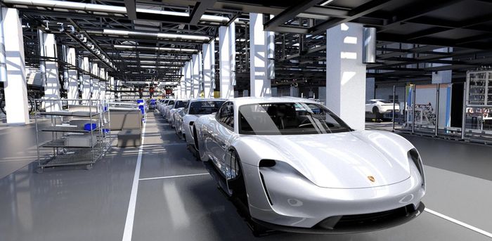 Ilustrasi pabrik pemroduksi Porsche Taycan