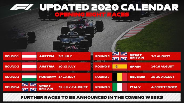 Kalender terbaru F1 2020 per 2 Juni 2020