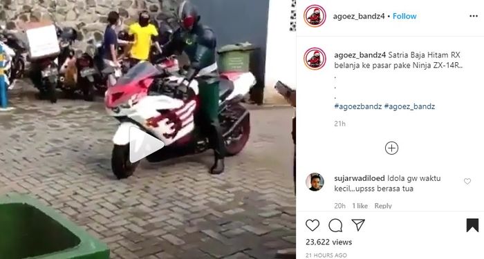 Ksatria Baja Hitam Ini Belanja ke Pasar Naik Kawasaki Ninja ZX-14R