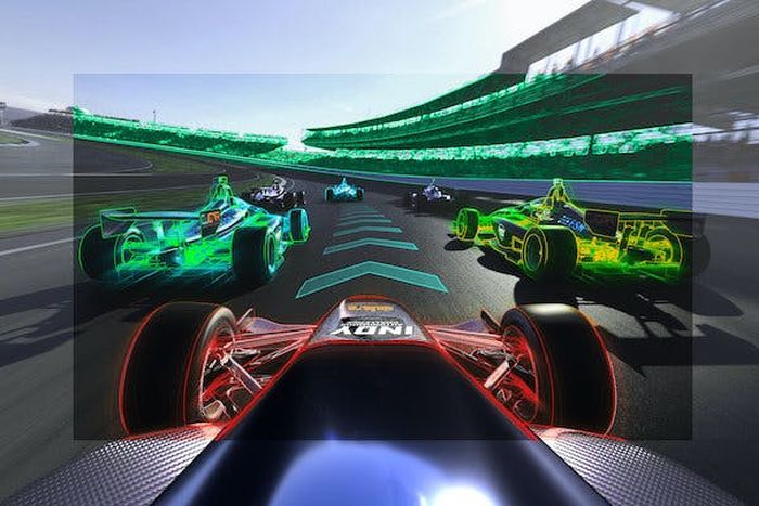 Ilustrasi balapan mobil listrik otonom