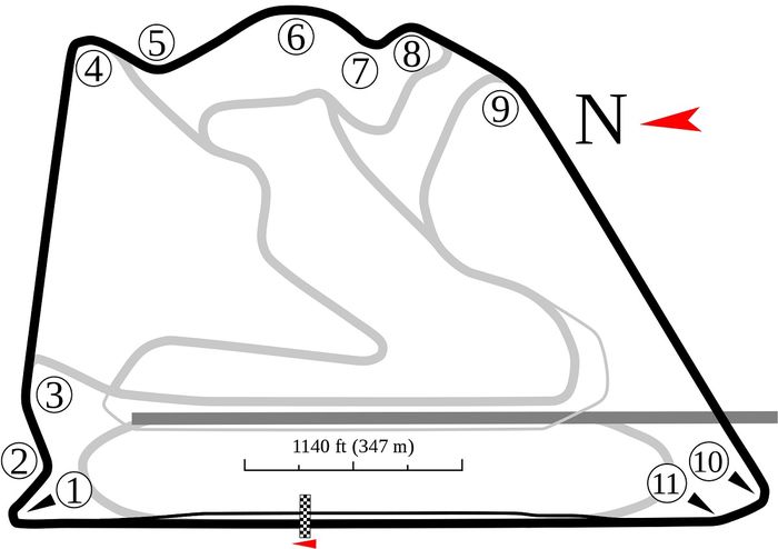 Ilustrasi konfigurasi lintasan 'oval' di sirkuit F1 Bahrain.