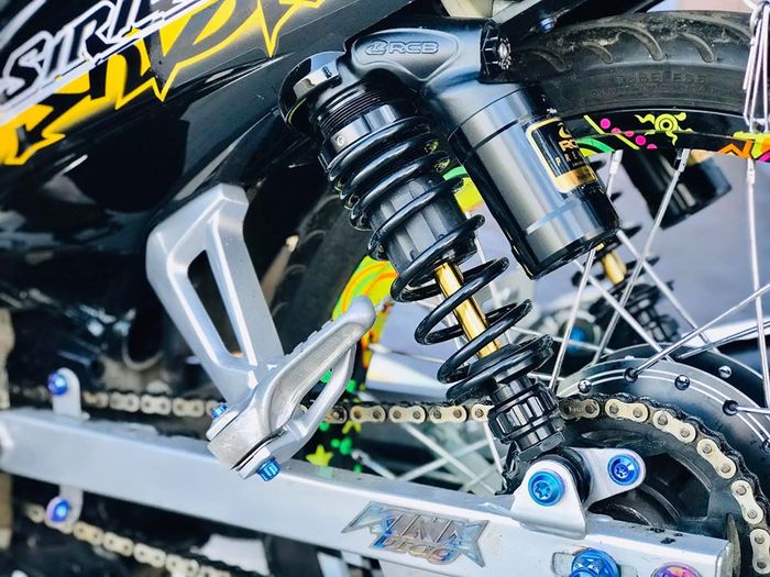 Shock belakang RCB dan swingarm King Drag
